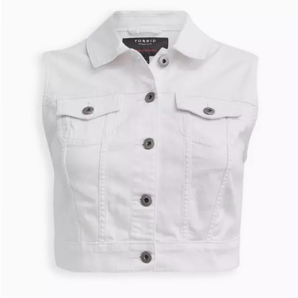 Torrid Cropped White Denim Vest Womens Large - Picture 2 of 12